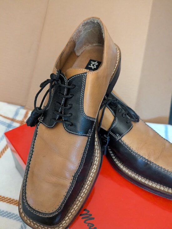 Marco Vicci Mens Leather Italian Shoes 9.5 Two Tone-Brown & Light Brown